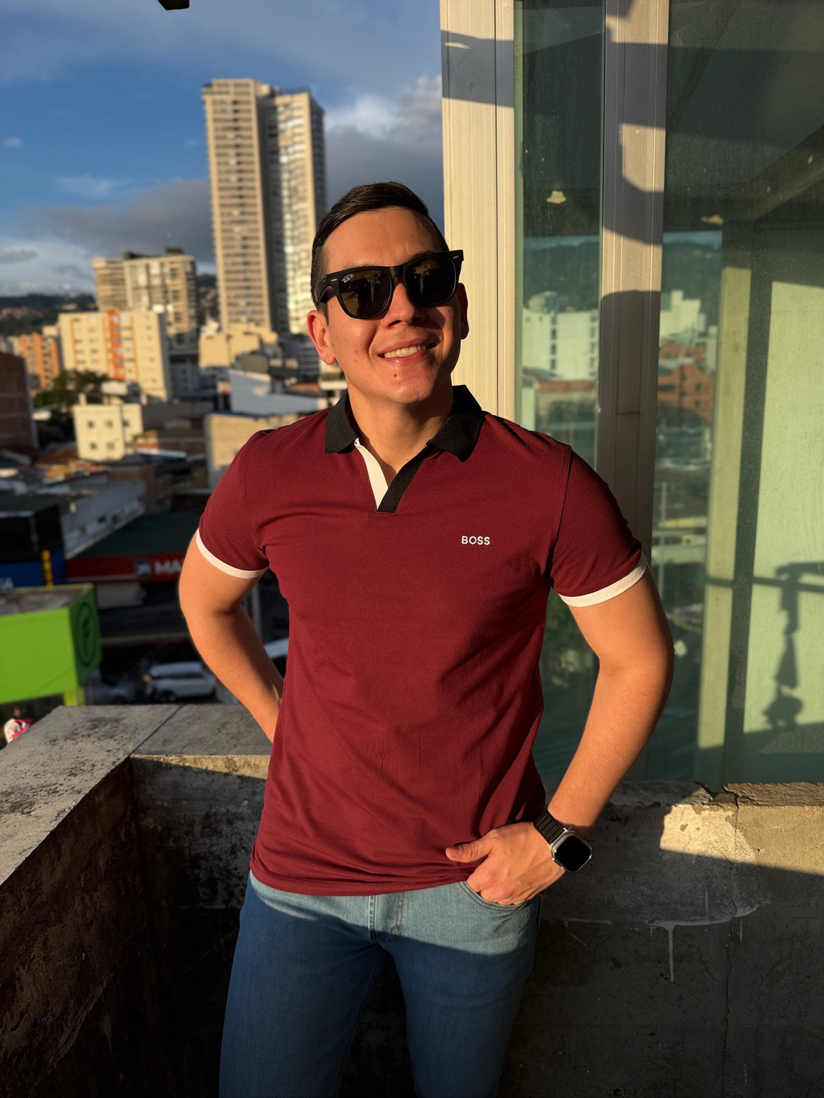 Polo BS Cuello V Vinotinto