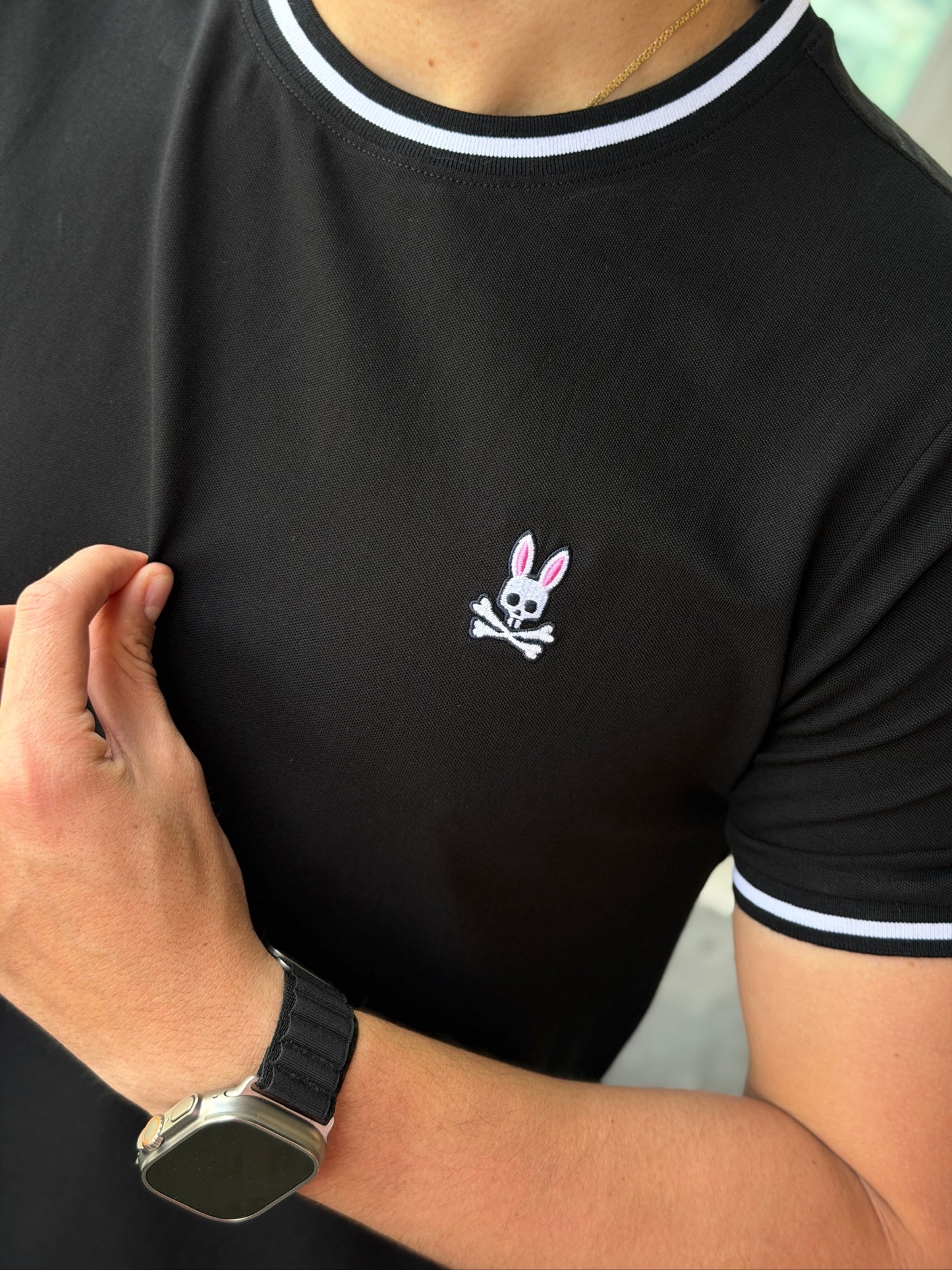 Camiseta Pique Psysho Bunny Negra