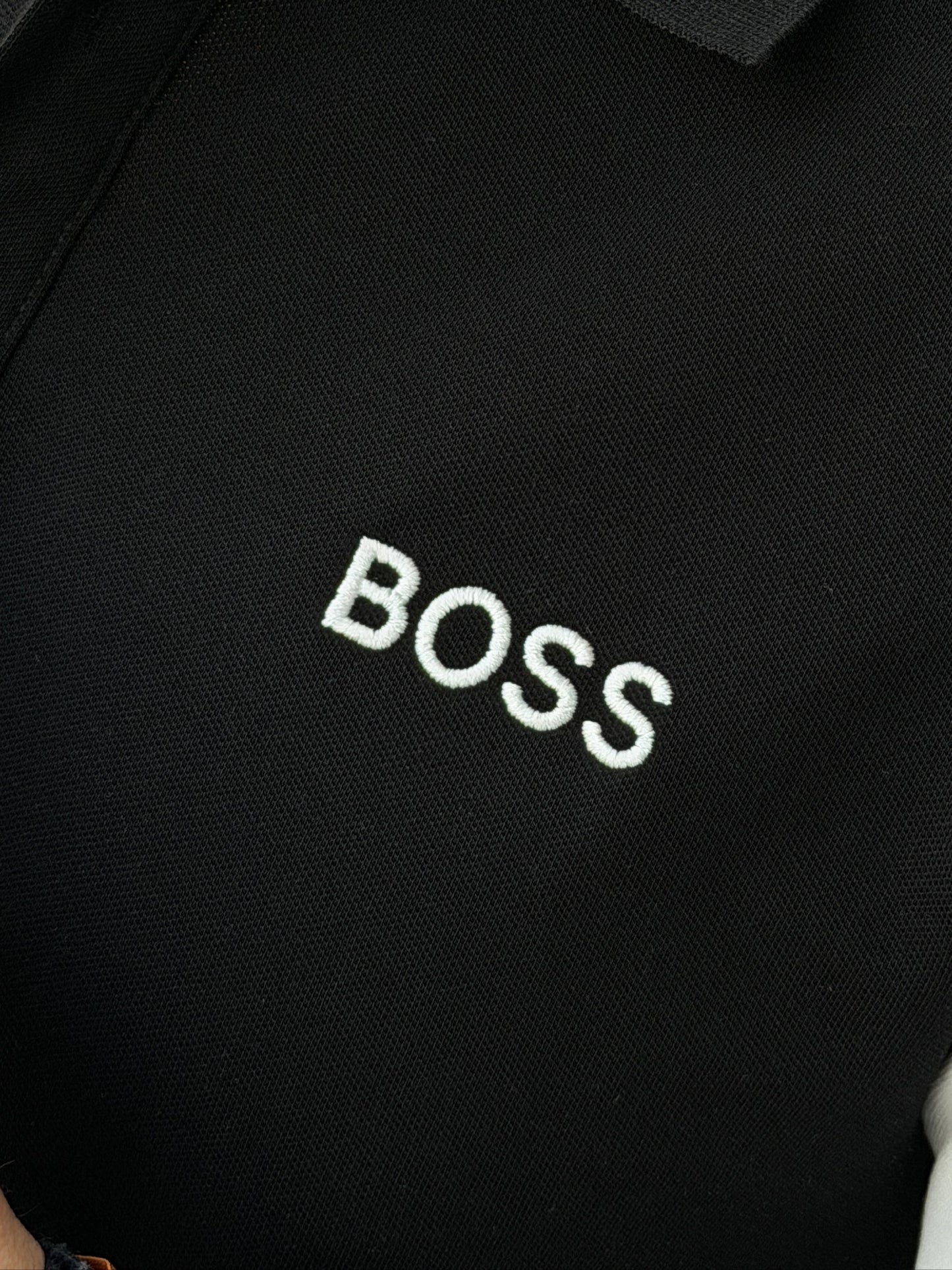 Polo Boss Combinado Negro/Blanco
