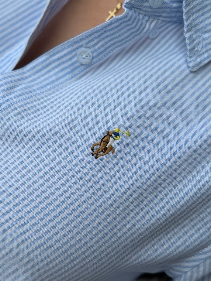 Camisa De Dama Edición Especial RL Líneas Celeste