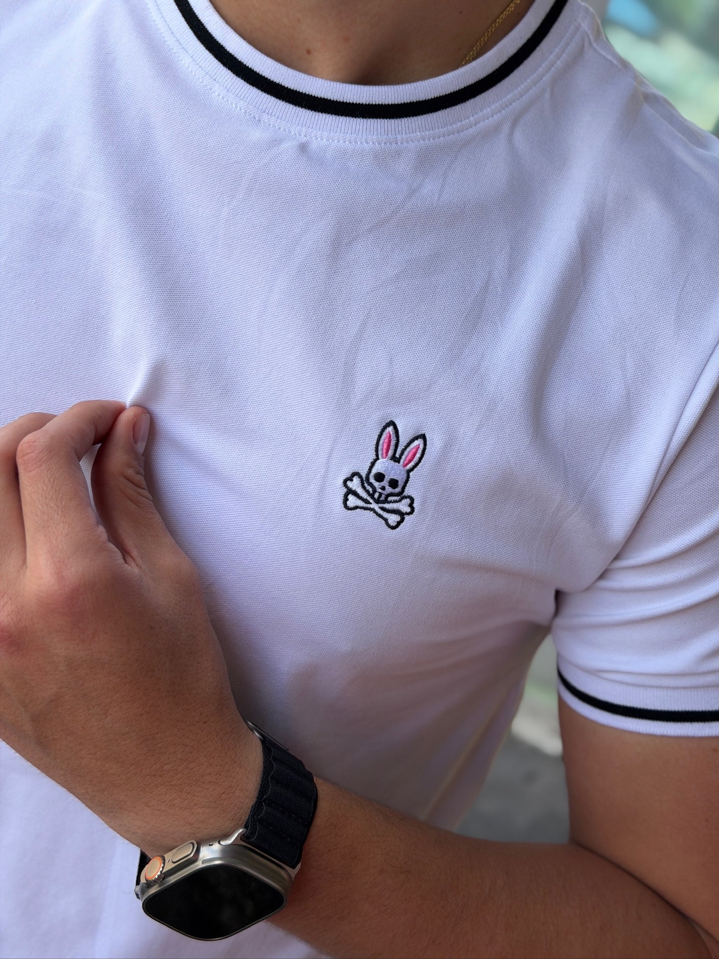 Camiseta Pique Psysho Bunny Blanca