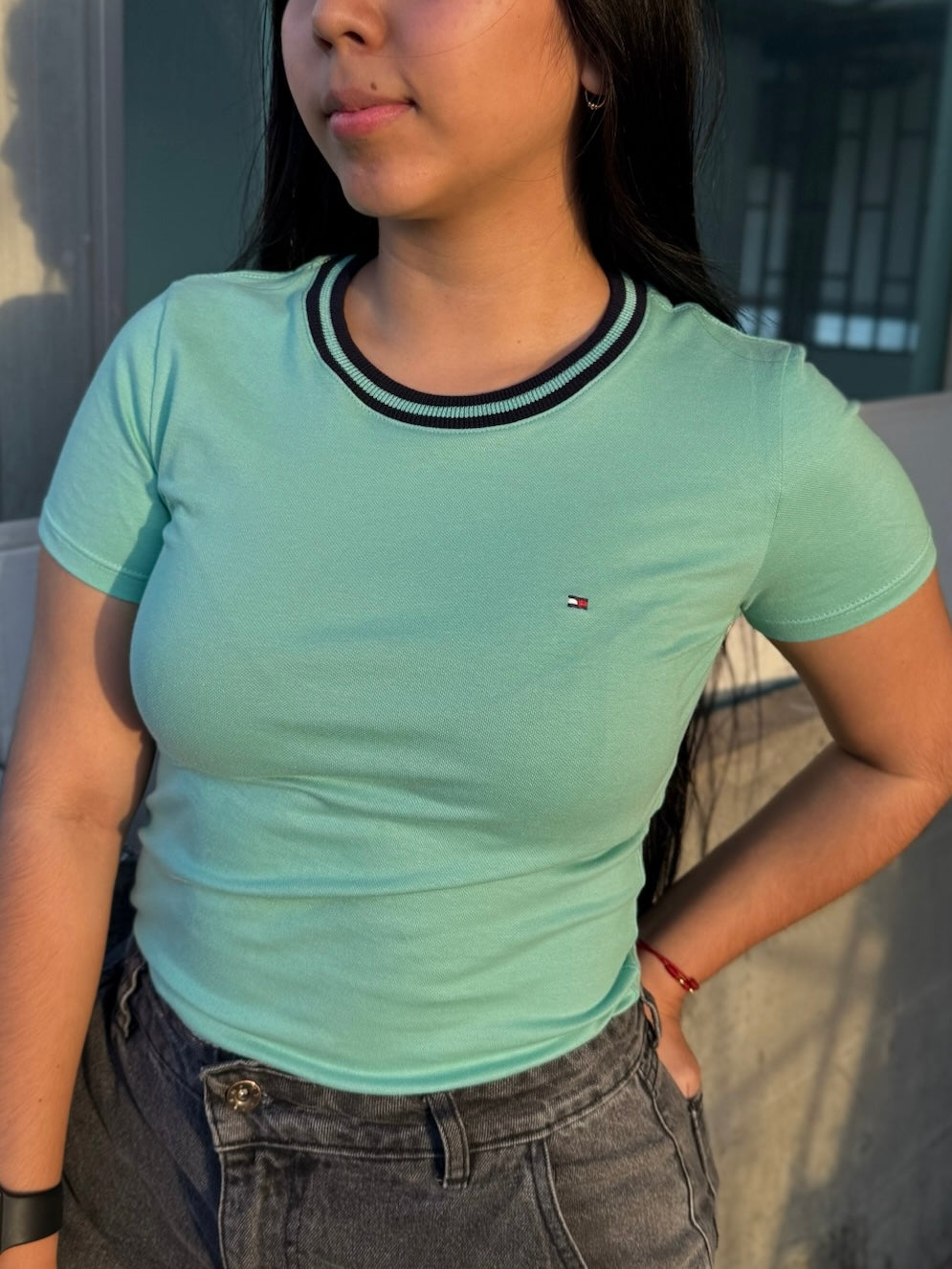 Camiseta Tommy Hilfiger Básica Verde Menta