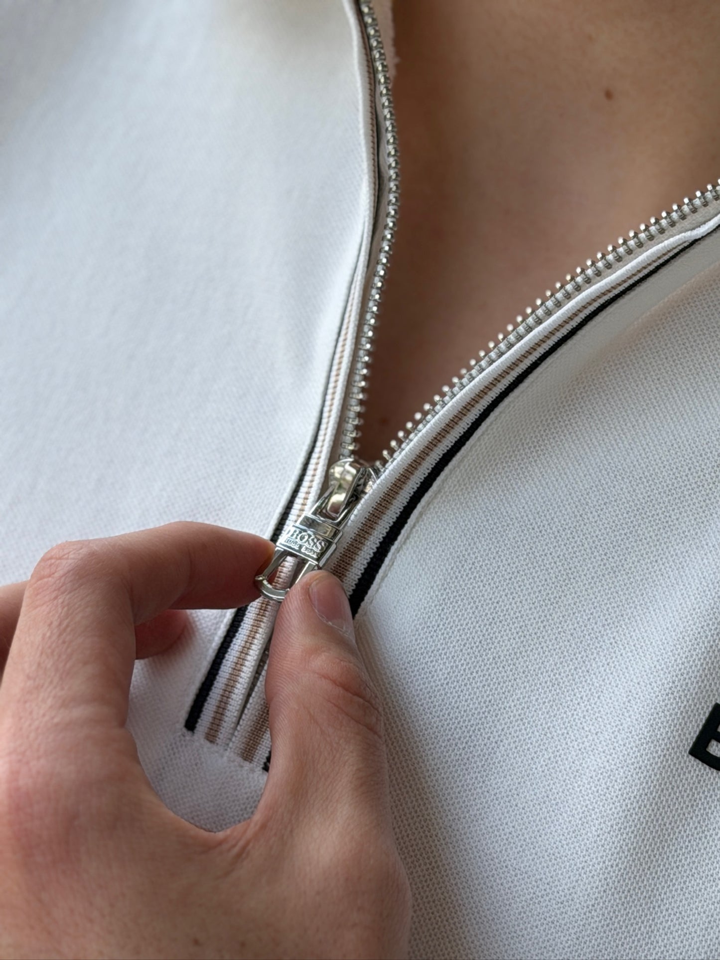 Polo Boss Con Cremallera Blanco