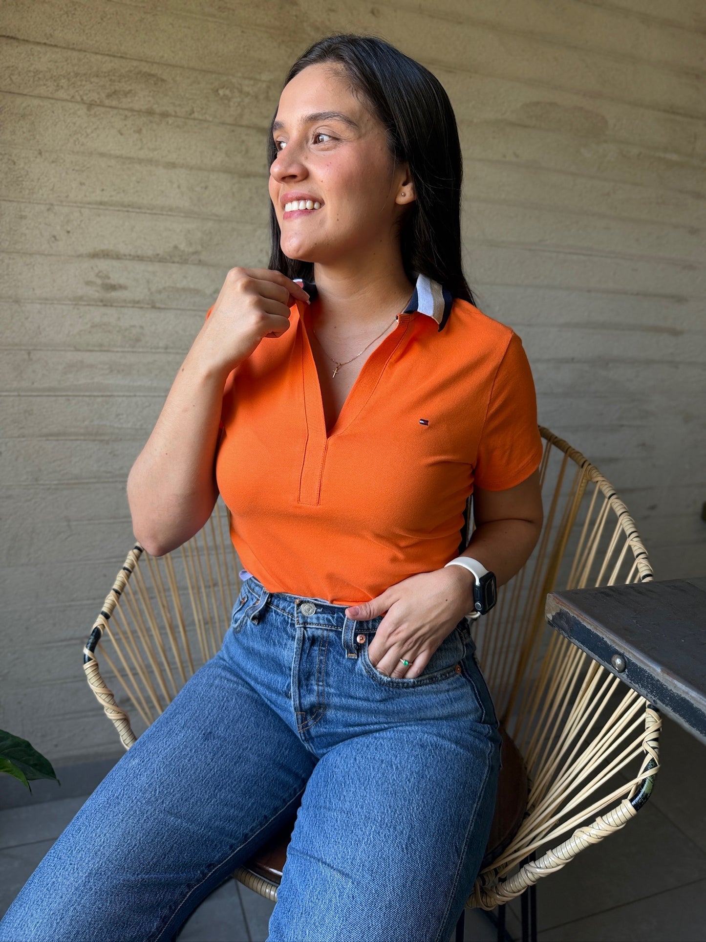 Polo De Dama Tommy Hilfiger V Naranja