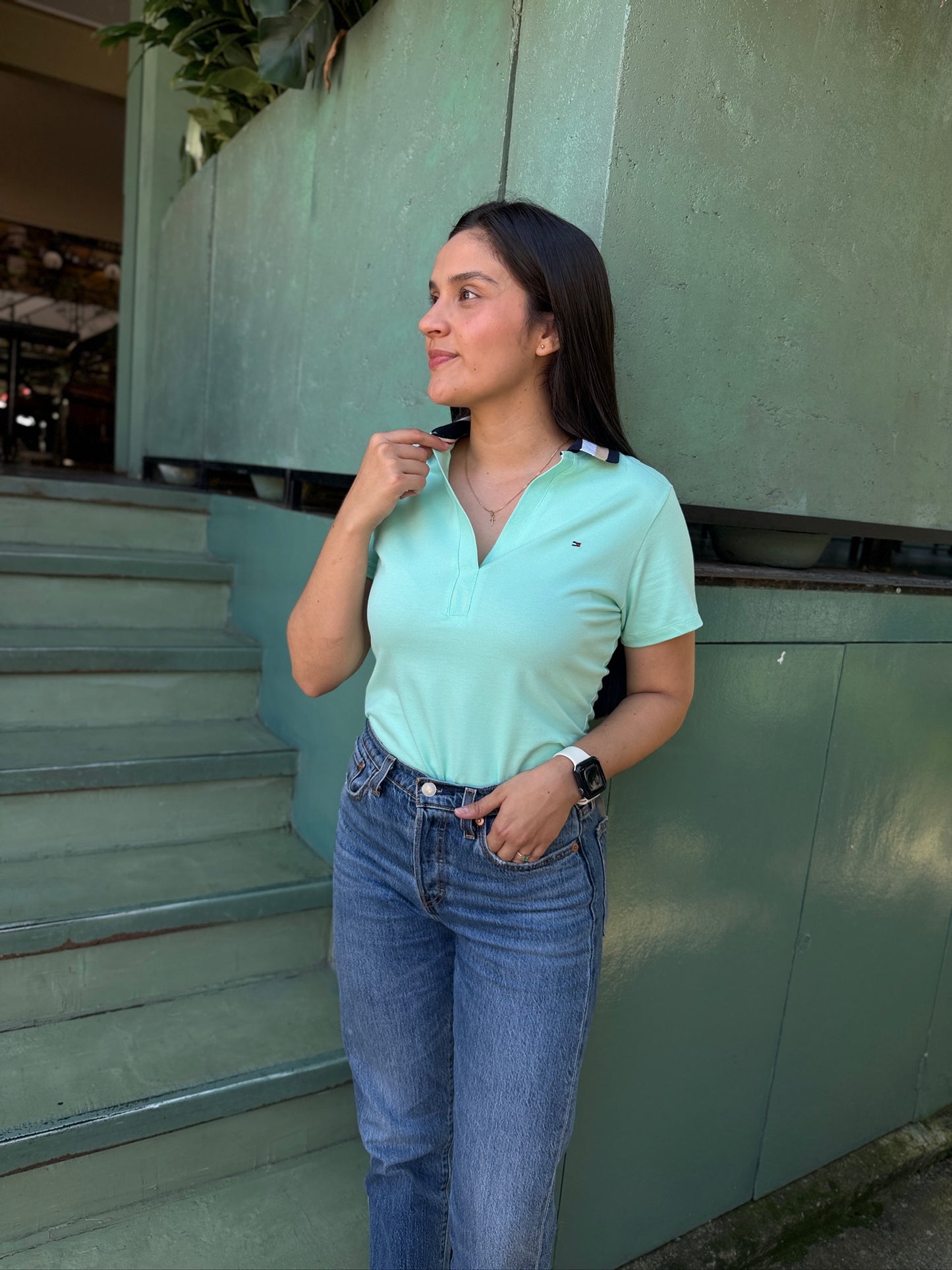 Polo De Dama Tommy Hilfiger V Agua Marina