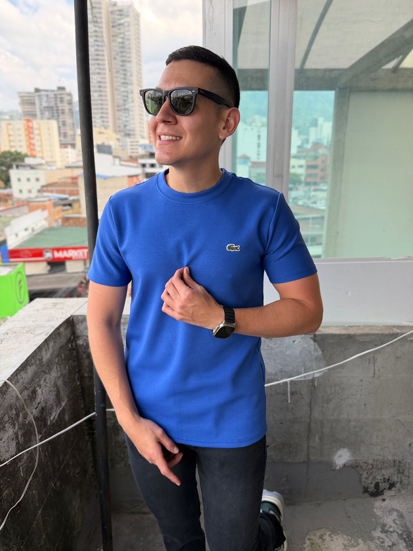 Camiseta Algodón Lacoste Azul Rey