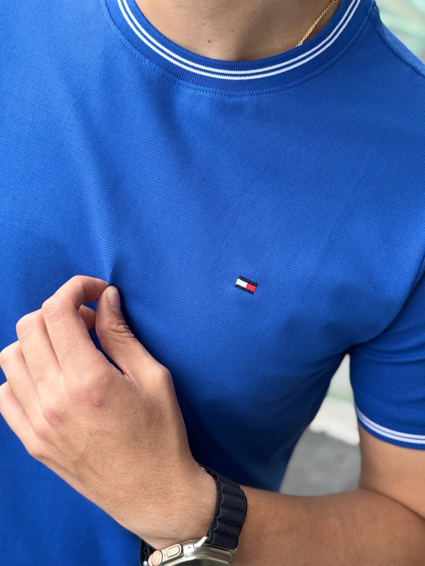 Camiseta Pique Tommy Hilfiger Azul Rey