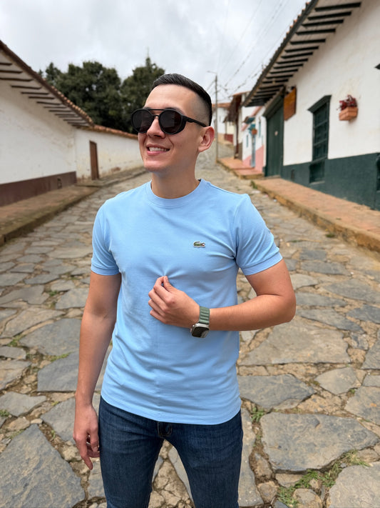 Camiseta Lacoste Pique Celeste