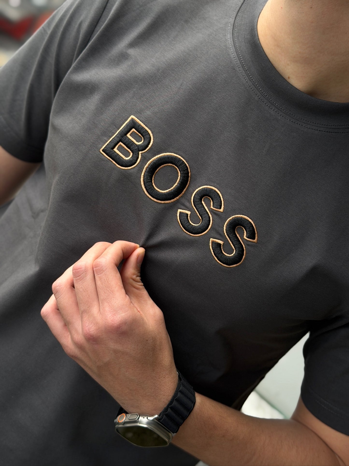 Camiseta Alto Gramaje Boss Gris