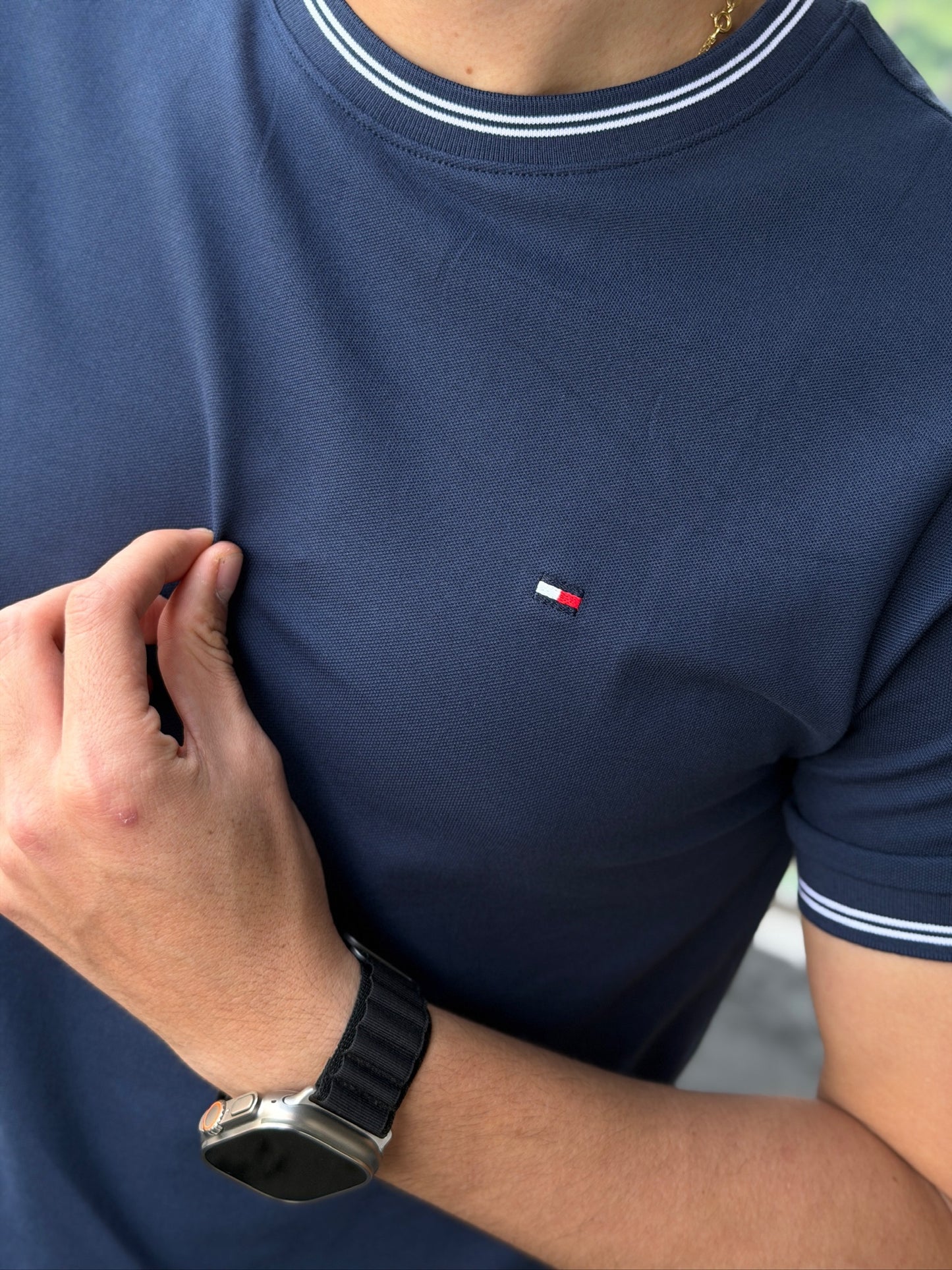 Camiseta Pique Tommy Hilfiger Azul