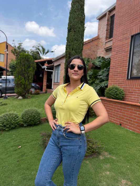 Polo De Dama Tommy Hilfiger Botones Amarillo