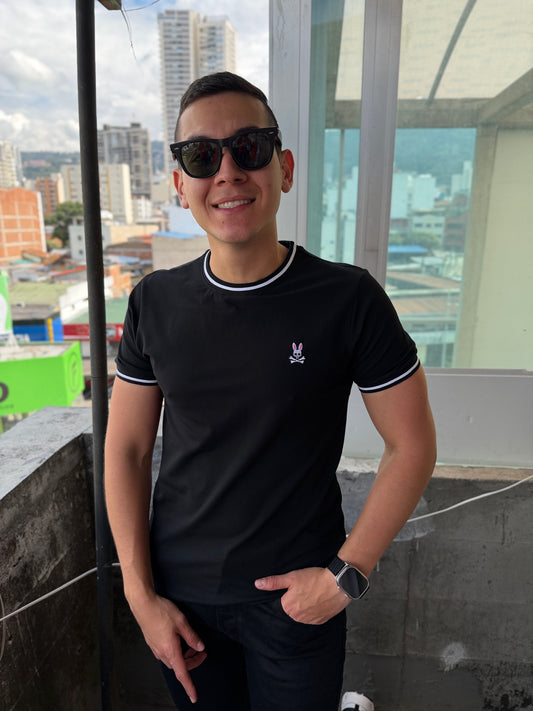 Camiseta Pique Psysho Bunny Negra