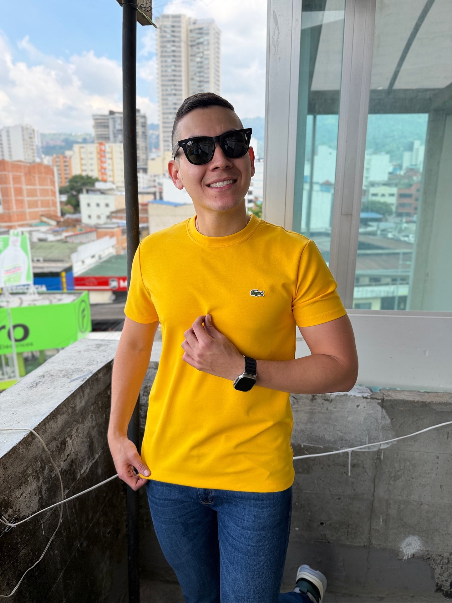 Camiseta Algodón Lacoste Amarilla