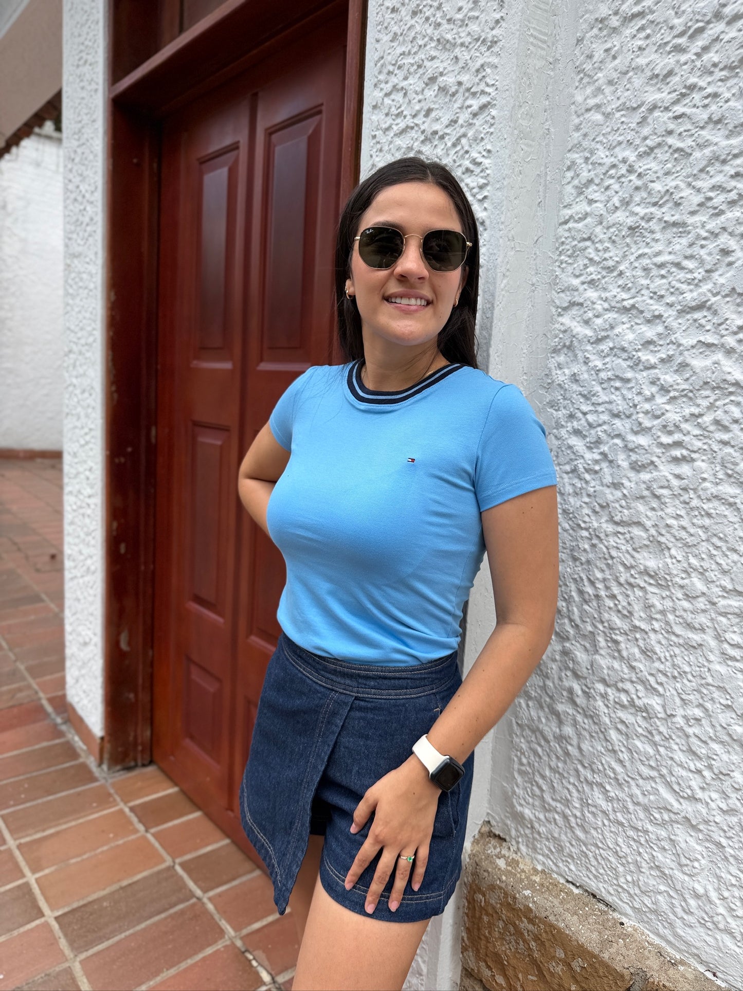 Camiseta Tommy Hilfiger Básica Celeste