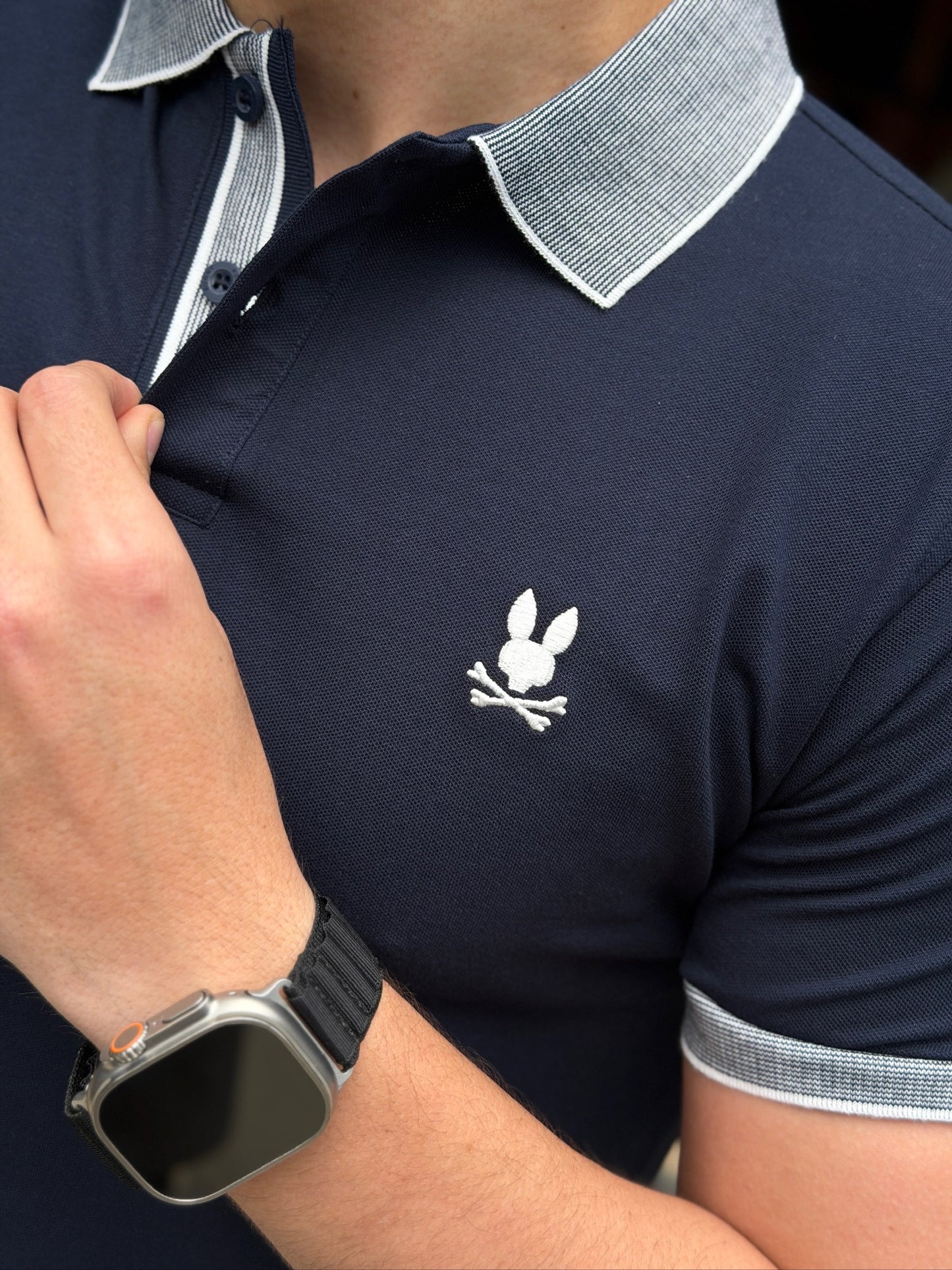 Polo Psycho Bunny Azul Oscuro Combinado