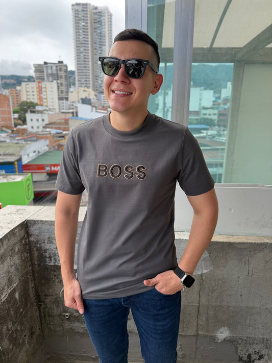 Camiseta Alto Gramaje Boss Gris